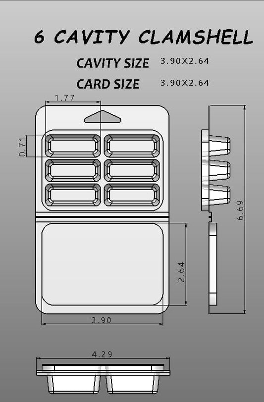 6 Cavity Clamshell (1.70" x 0.70")