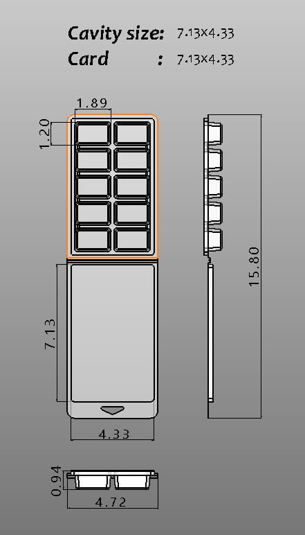 10 Cavity Clamshell (7 7/8" x 4 7/8" x 1")