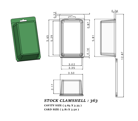 363 ( 6" x 3 1/2" x 2 1/2") -Stock Clamshell