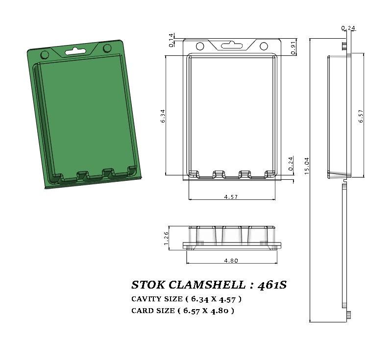 461S ( 6 1/8" x 4 1/2" x 1 1/4" ) -Stock Clamshell