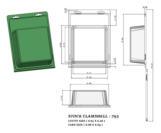 793 ( 6 5/8" x 6 1/4" x 2 1/2" ) -Stock Clamshell