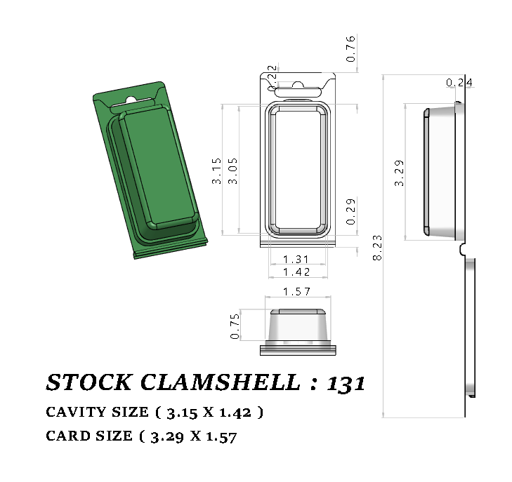 Plumbing Accessories  131 ( 1 7/16" x 3 1/4" x 1") -Stock Clamshell