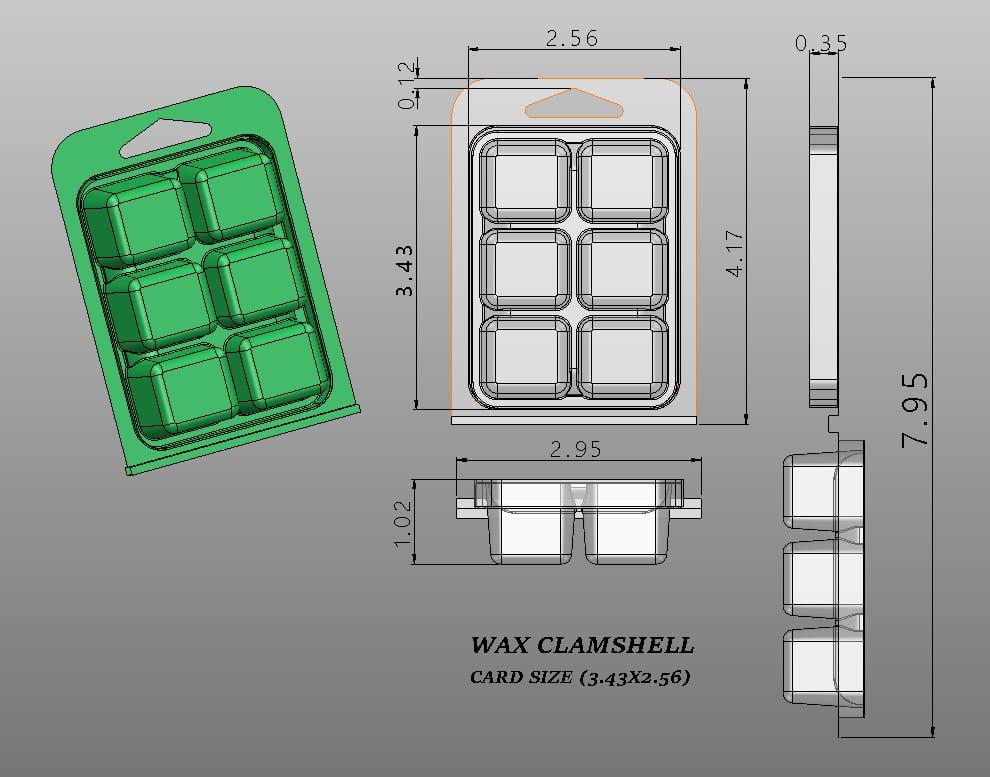 Wax Melt Clamshell Dimensions