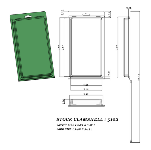 5102 ( 6" x 11.25" x 1" ) -Stock Clamshell